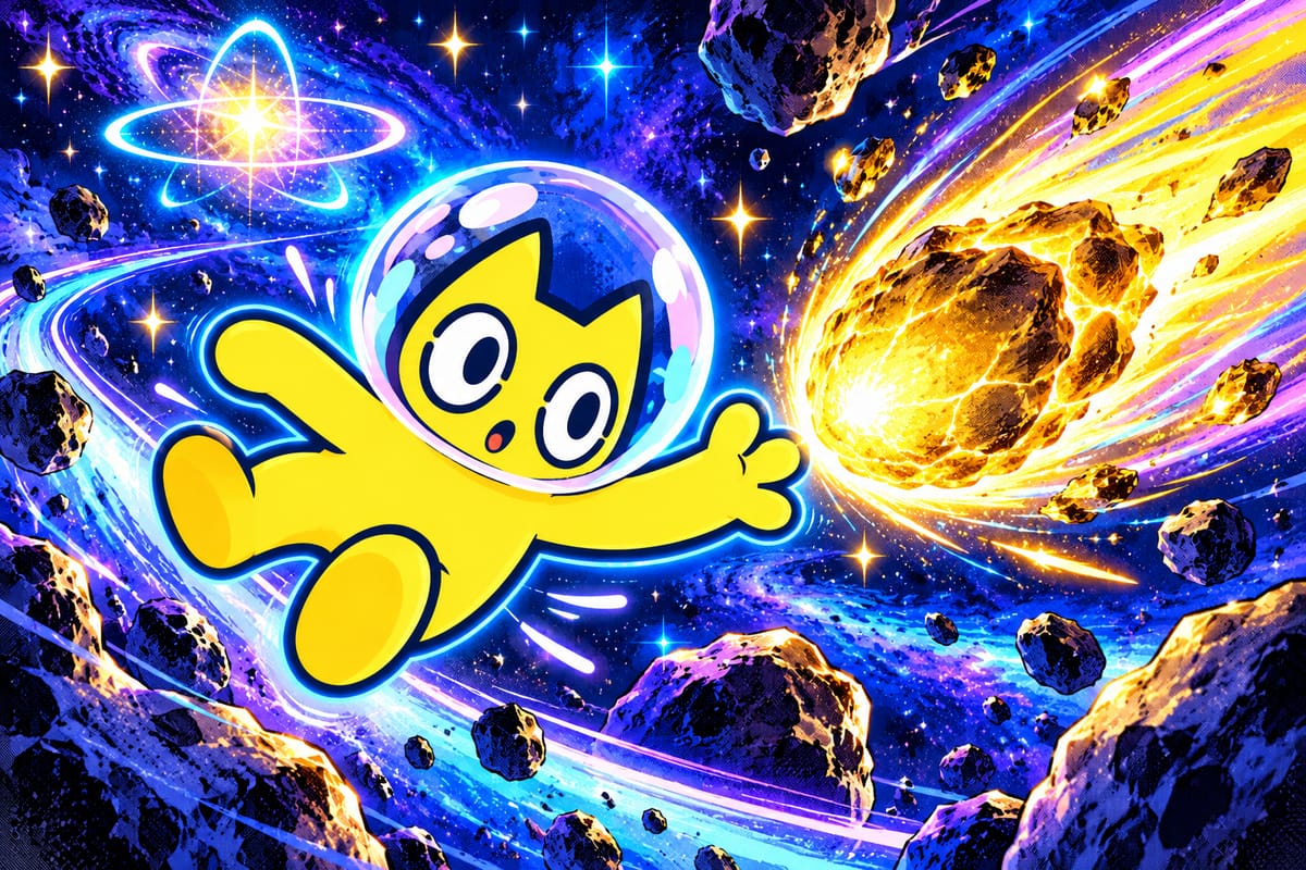 Quantum Paws flying through an asteroid field chasing a golden comet